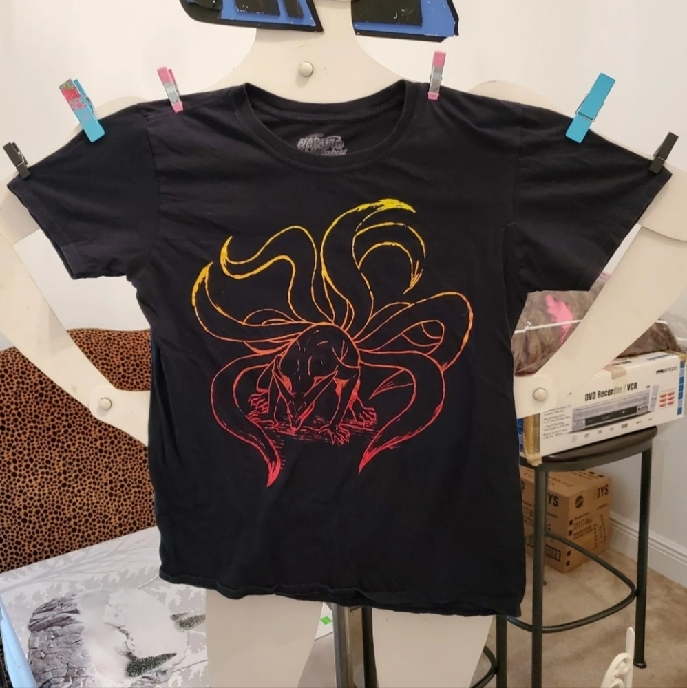Naruto Tee T Shirt Size M Shippuden Anime Kurama Nine Tail 2002 Vintage